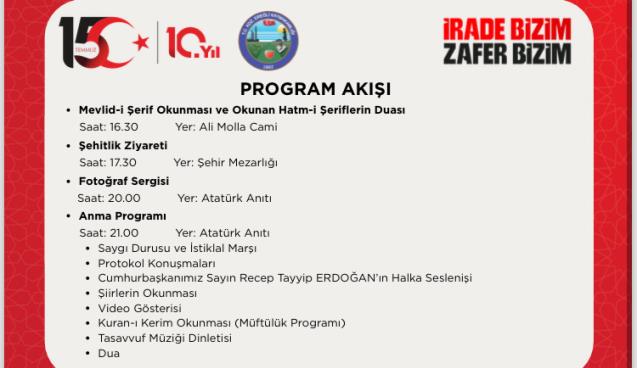 KDZ Ereğli’de 15 Temmuz programı belli oldu