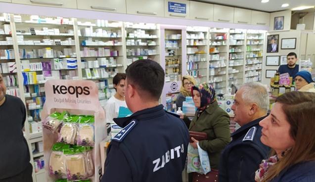 Dezenfektan, maske ve kolonya denetimi yapıldı
