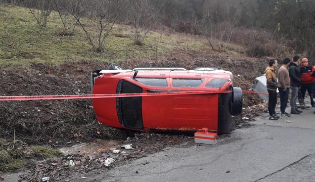 Zonguldak’ın Ereğli ilçesinde kaygan yolda 