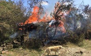 İki katlı ahşap ev yangın sonrası küle döndü